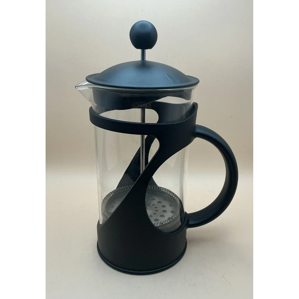Classic Glass French Press Coffee Maker 8-Cup 34oz Black Geometric Cage - VGC